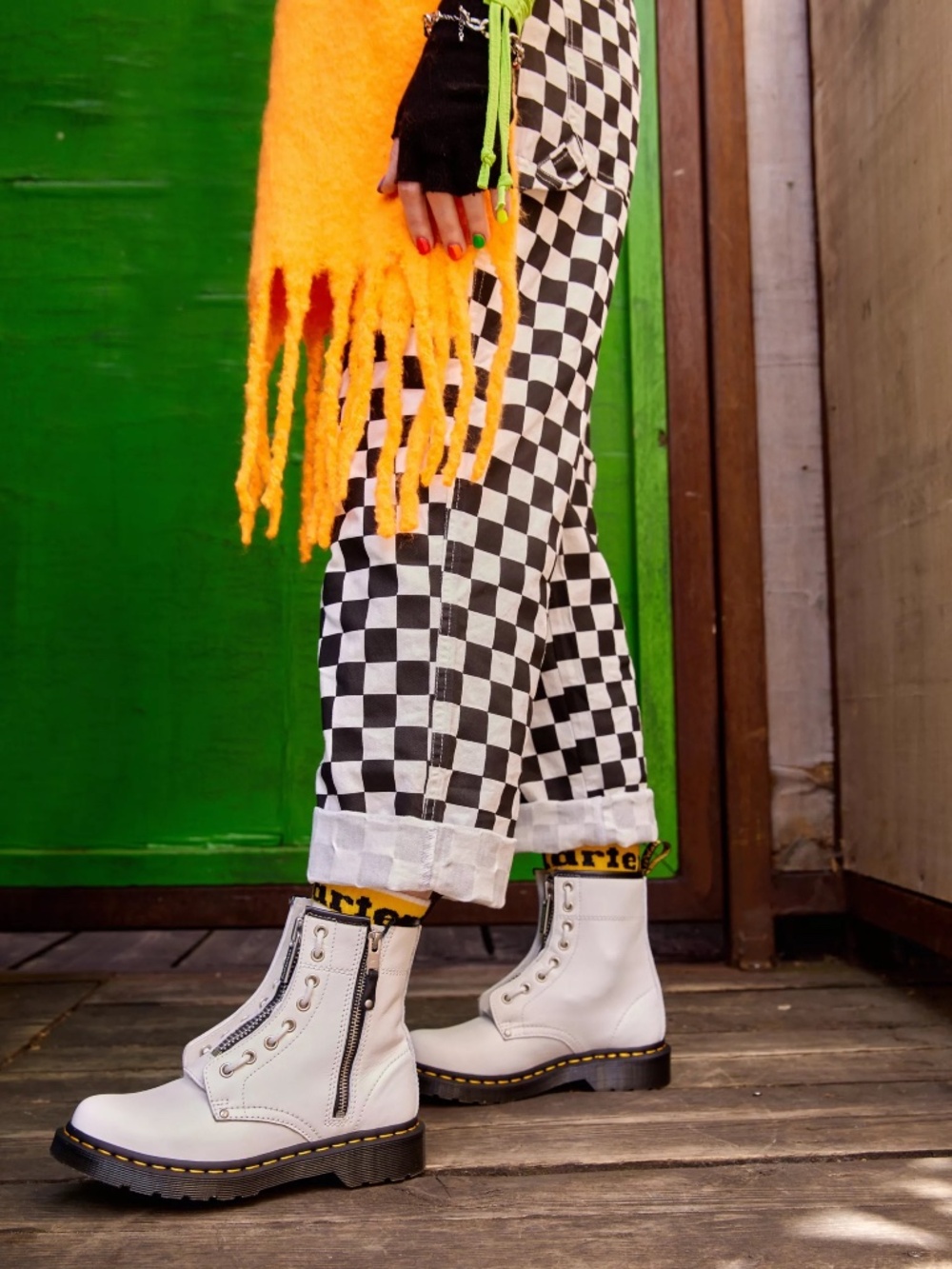 Dr. Martens 1460 WOMEN'S DOUBLE ZIP LEATHER LACE UP BOOTS white size 7